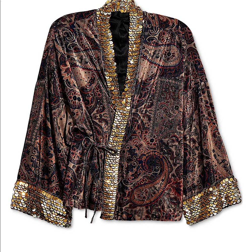 NEW Free people small kimono velvet small sequin